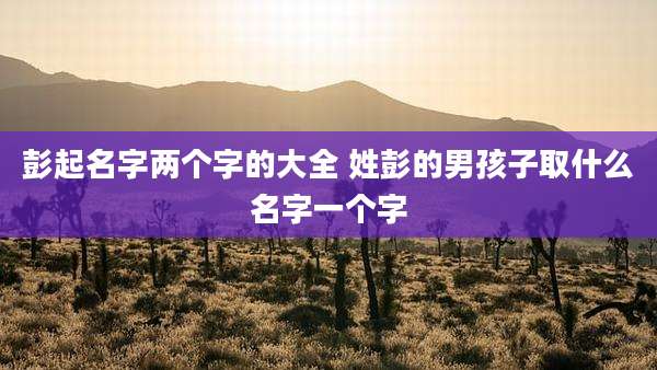 彭起名字两个字的大全 姓彭的男孩子取什么名字一个字