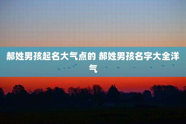 郝姓男孩起名大气点的 郝姓男孩名字大全洋气