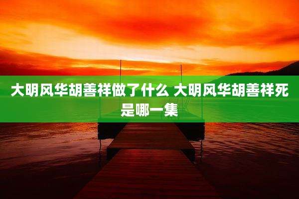 大明风华胡善祥做了什么 大明风华胡善祥死是哪一集