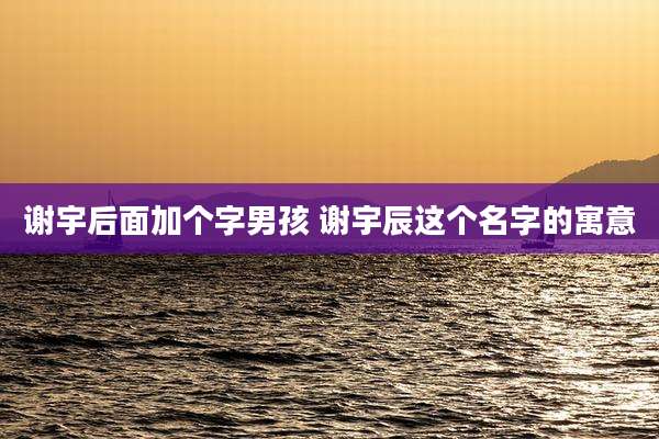 谢宇后面加个字男孩 谢宇辰这个名字的寓意