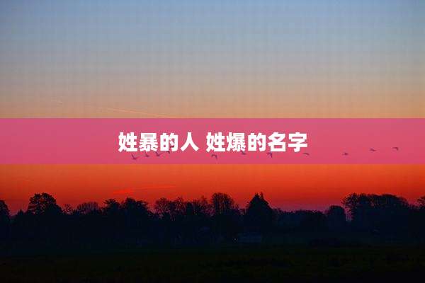 姓暴的人 姓爆的名字