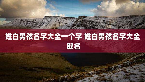 姓白男孩名字大全一个字 姓白男孩名字大全 取名