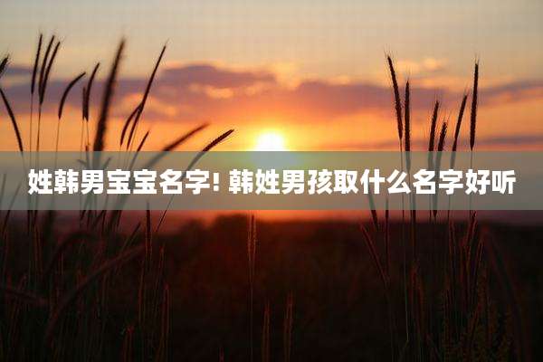 姓韩男宝宝名字! 韩姓男孩取什么名字好听
