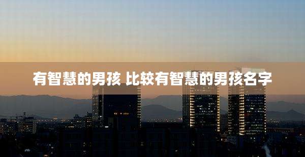 有智慧的男孩 比较有智慧的男孩名字