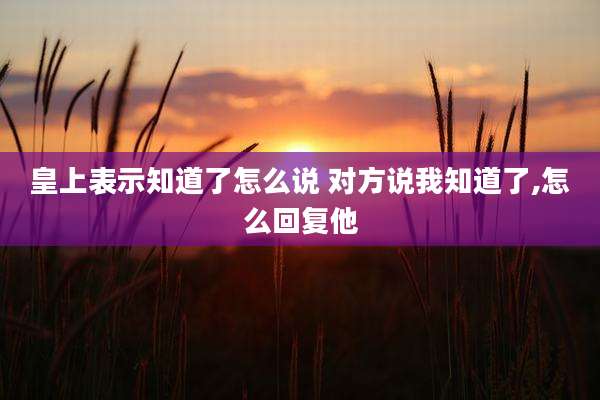 皇上表示知道了怎么说 对方说我知道了,怎么回复他