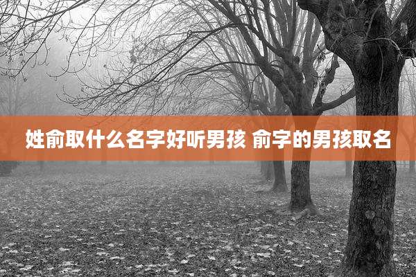姓俞取什么名字好听男孩 俞字的男孩取名