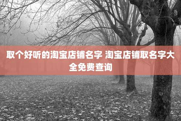 取个好听的淘宝店铺名字 淘宝店铺取名字大全免费查询
