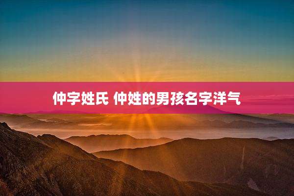 仲字姓氏 仲姓的男孩名字洋气