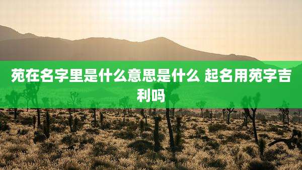 苑在名字里是什么意思是什么 起名用苑字吉利吗