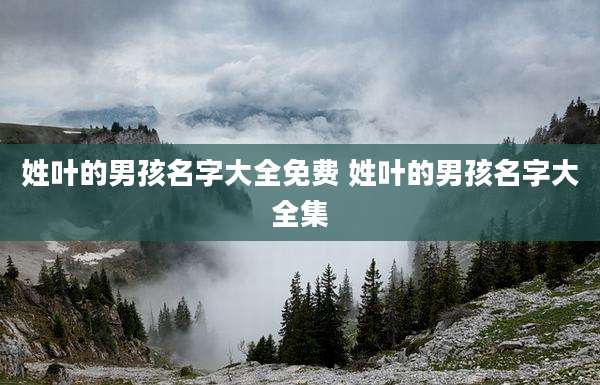 姓叶的男孩名字大全免费 姓叶的男孩名字大全集