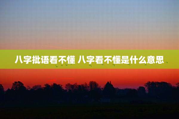 八字批语看不懂 八字看不懂是什么意思