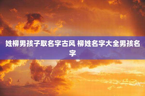 姓柳男孩子取名字古风 柳姓名字大全男孩名字