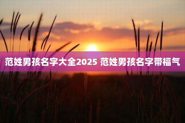 范姓男孩名字大全2025 范姓男孩名字带福气