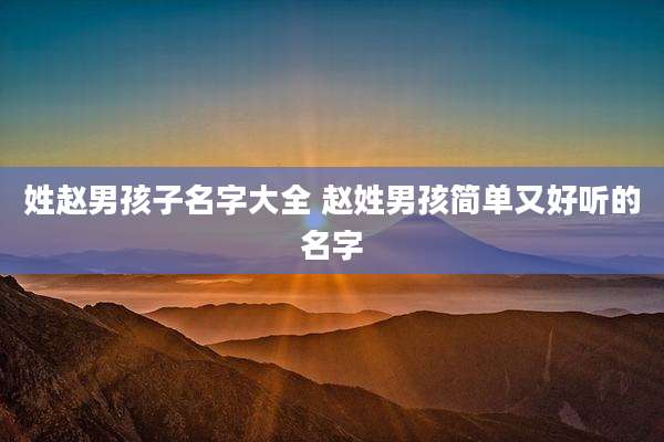 姓赵男孩子名字大全 赵姓男孩简单又好听的名字