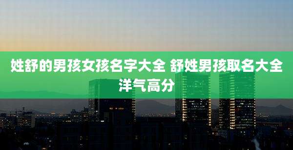 姓舒的男孩女孩名字大全 舒姓男孩取名大全洋气高分