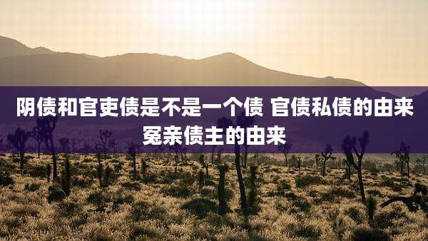 阴债和官吏债是不是一个债 官债私债的由来冤亲债主的由来