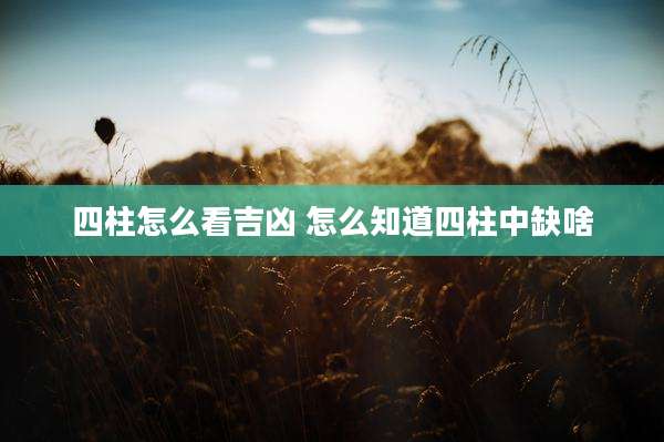 四柱怎么看吉凶 怎么知道四柱中缺啥