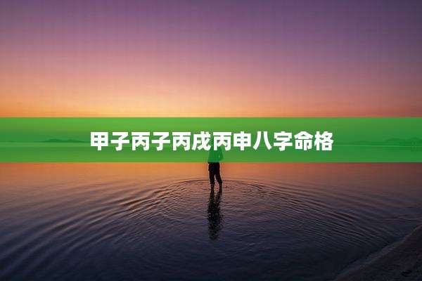 甲子丙子丙戌丙申八字命格
