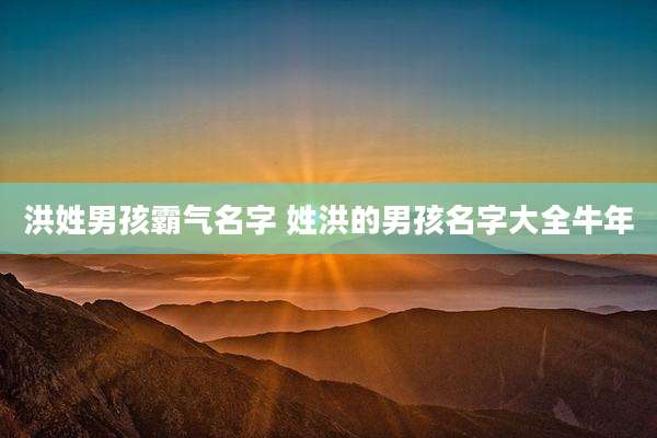 洪姓男孩霸气名字 姓洪的男孩名字大全牛年