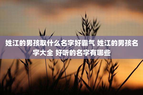 姓江的男孩取什么名字好霸气 姓江的男孩名字大全 好听的名字有哪些