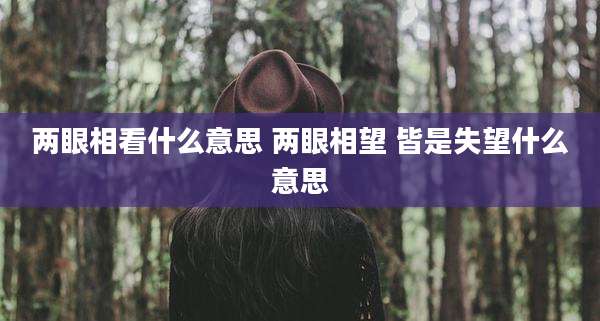 两眼相看什么意思 两眼相望 皆是失望什么意思