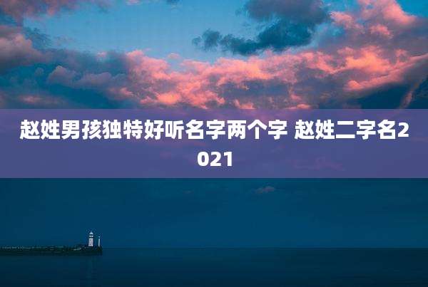 赵姓男孩独特好听名字两个字 赵姓二字名2021