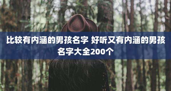 比较有内涵的男孩名字 好听又有内涵的男孩名字大全200个