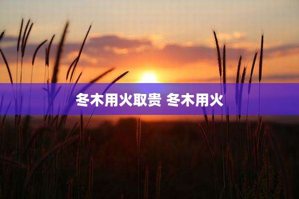 冬木用火取贵 冬木用火