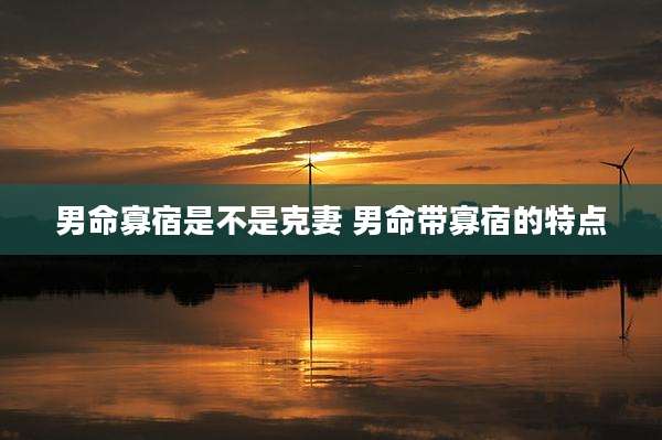 男命寡宿是不是克妻 男命带寡宿的特点