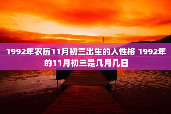 1992年农历11月初三出生的人性格 1992年的11月初三是几月几日
