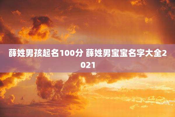 薛姓男孩起名100分 薛姓男宝宝名字大全2021