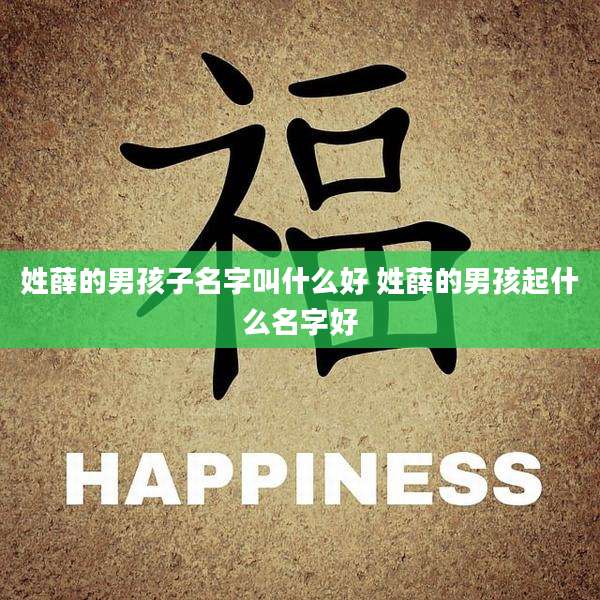 姓薛的男孩子名字叫什么好 姓薛的男孩起什么名字好