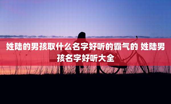 姓陆的男孩取什么名字好听的霸气的 姓陆男孩名字好听大全