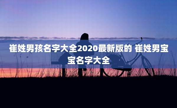 崔姓男孩名字大全2020最新版的 崔姓男宝宝名字大全
