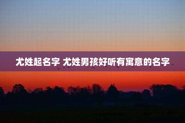 尤姓起名字 尤姓男孩好听有寓意的名字