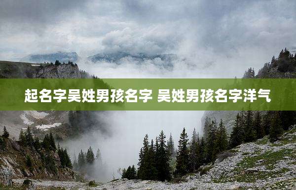 起名字吴姓男孩名字 吴姓男孩名字洋气