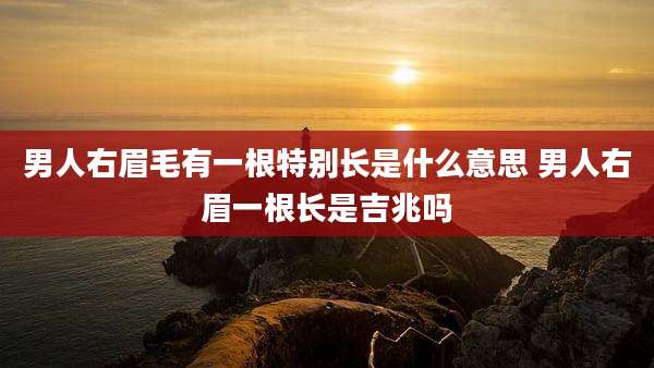 男人右眉毛有一根特别长是什么意思 男人右眉一根长是吉兆吗