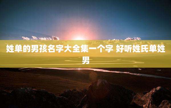 姓单的男孩名字大全集一个字 好听姓氏单姓男