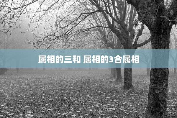 属相的三和 属相的3合属相