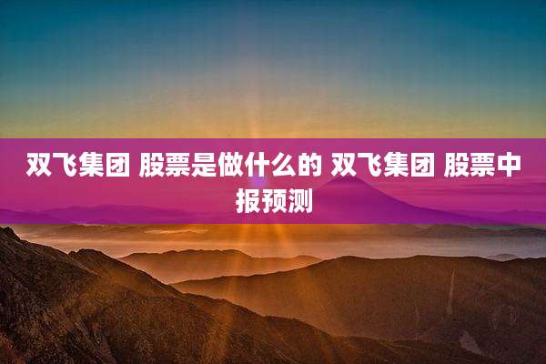 双飞集团 股票是做什么的 双飞集团 股票中报预测
