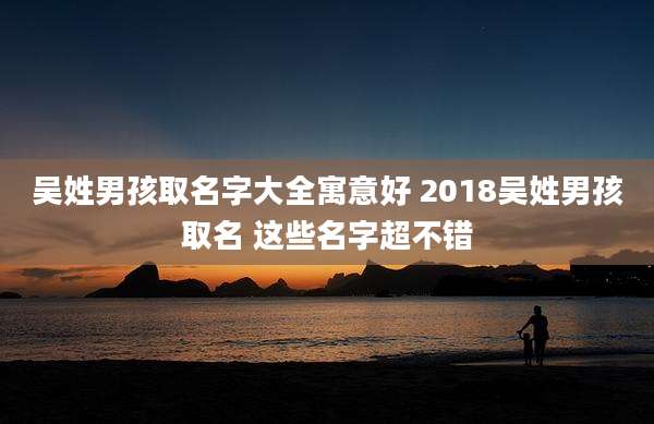吴姓男孩取名字大全寓意好 2018吴姓男孩取名 这些名字超不错
