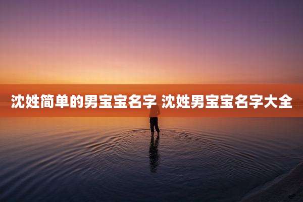 沈姓简单的男宝宝名字 沈姓男宝宝名字大全