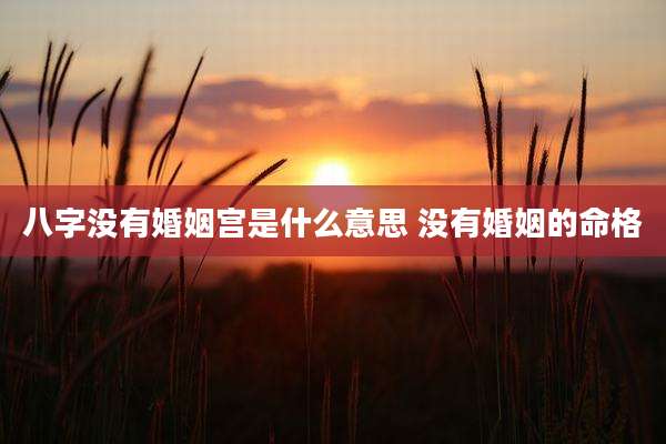 八字没有婚姻宫是什么意思 没有婚姻的命格