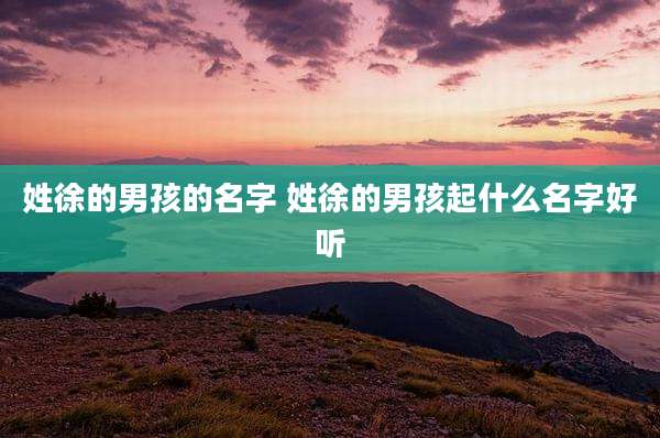 姓徐的男孩的名字 姓徐的男孩起什么名字好听