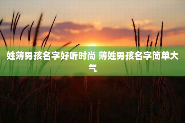 姓薄男孩名字好听时尚 薄姓男孩名字简单大气