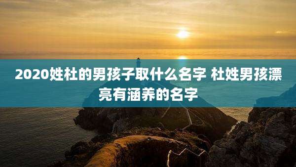 2020姓杜的男孩子取什么名字 杜姓男孩漂亮有涵养的名字