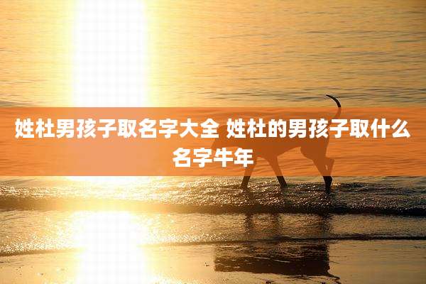 姓杜男孩子取名字大全 姓杜的男孩子取什么名字牛年