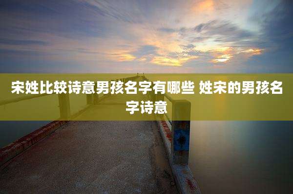 宋姓比较诗意男孩名字有哪些 姓宋的男孩名字诗意