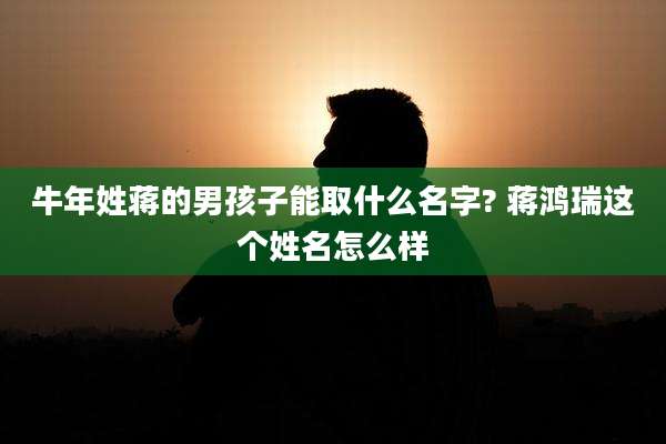牛年姓蒋的男孩子能取什么名字? 蒋鸿瑞这个姓名怎么样