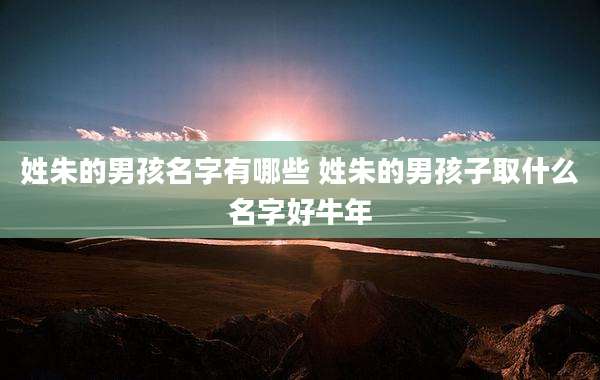 姓朱的男孩名字有哪些 姓朱的男孩子取什么名字好牛年